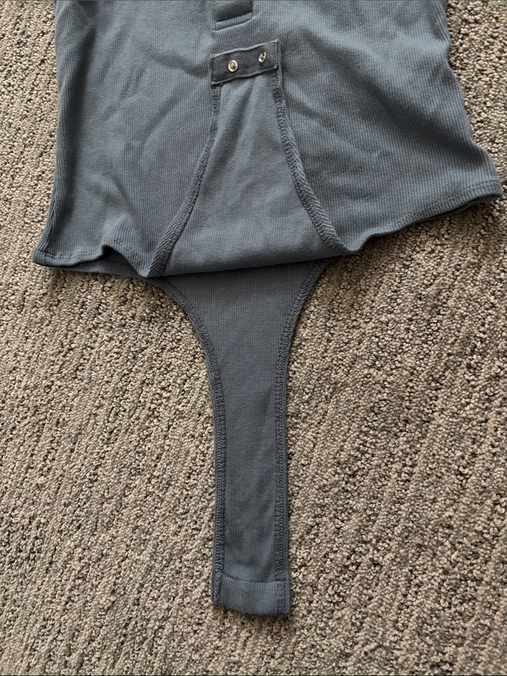 Every Button-up Blue Ribbed Bodysuit - Picture 5 of 5